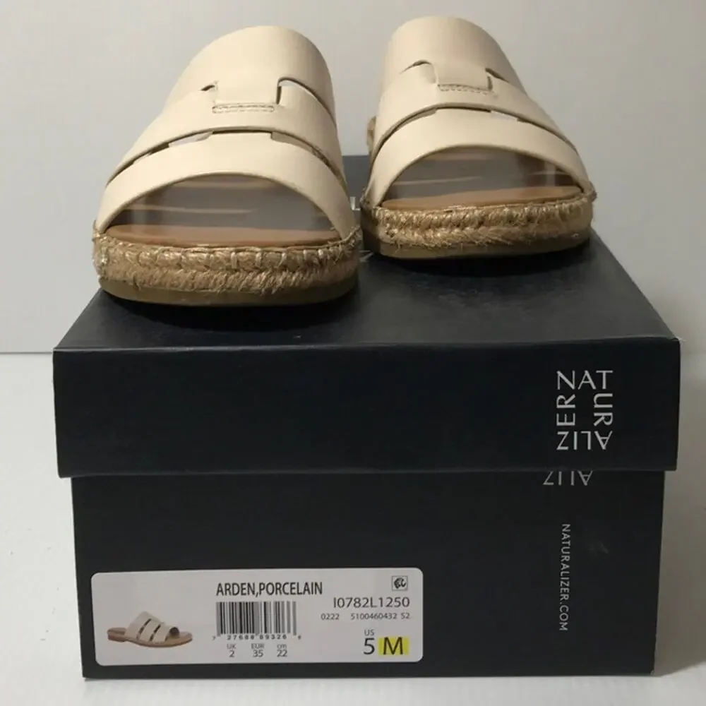 Naturalizer Arden Leather Round Toe Slip-on Sandals 5M